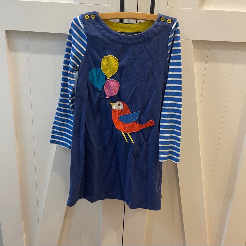 Mini Boden Blue and Yellow Bird Dress size 7-8y